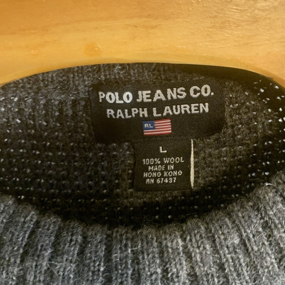 Vtg Polo Jeans Co Ralph Lauren Wool Sweater Mens L Pullover Knit Snowflake Read
